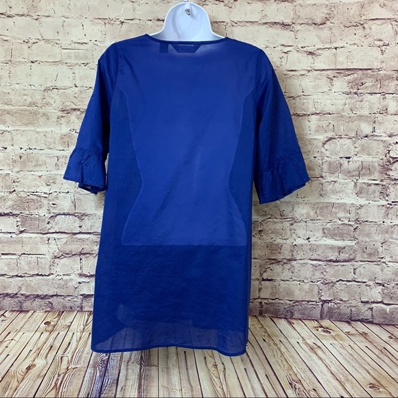 Lands End Blue Floral Embroidered Short Sleeve Top - Picture 7 of 12